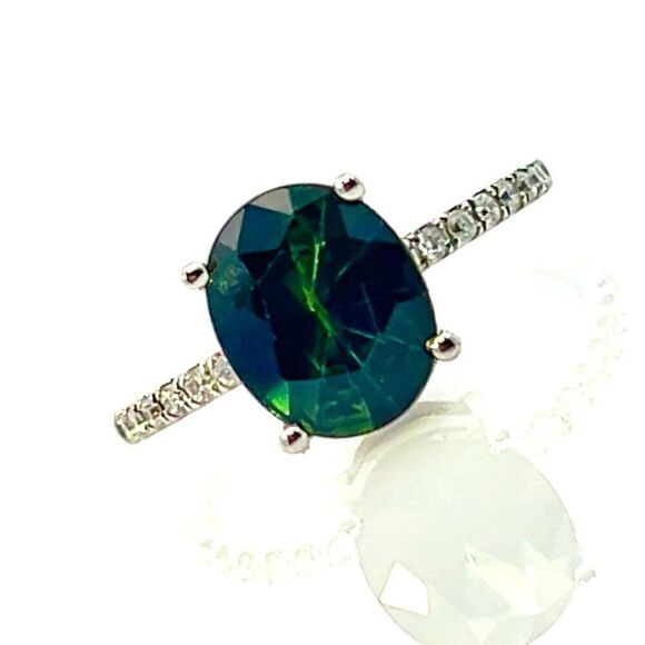 Sapphire Diamond Ring 14k White Gold 4.40 mm Certified $3,950 921163 - Picture 7 of 13